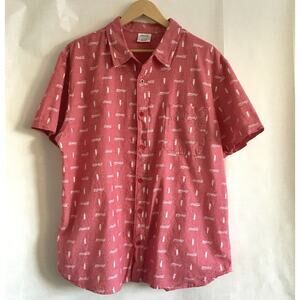 Coca-Cola Shirt Mens Extra Large Red/White Short Sleeved Button Down 100% Cotton